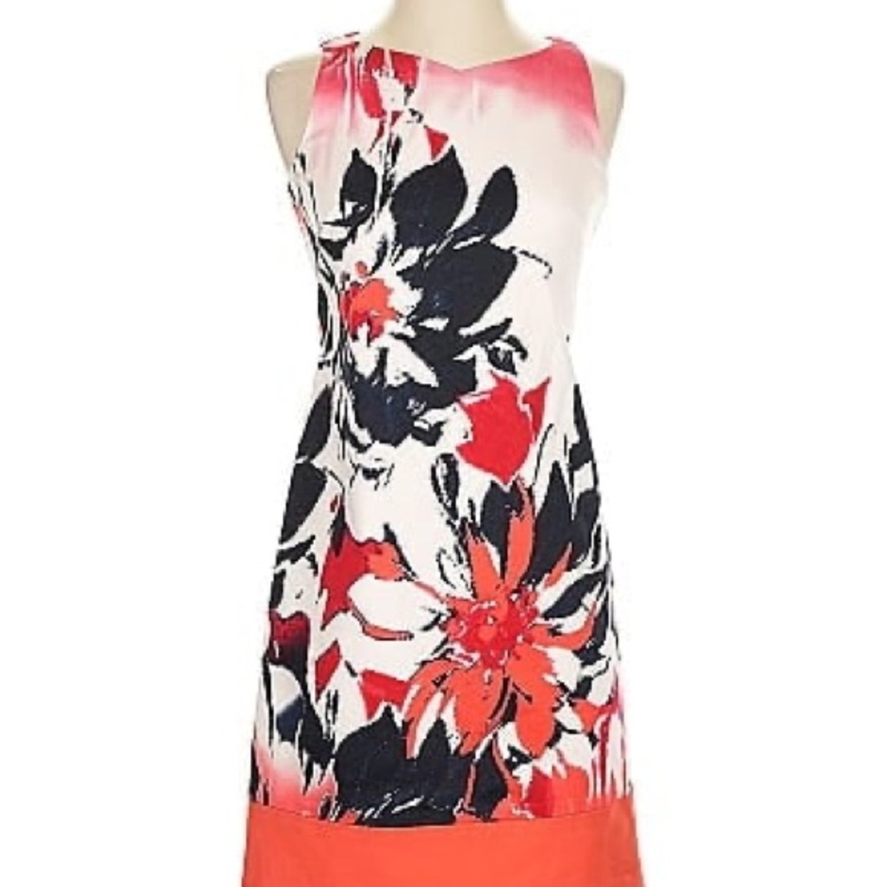 Tahari Red and Orange shift Dress